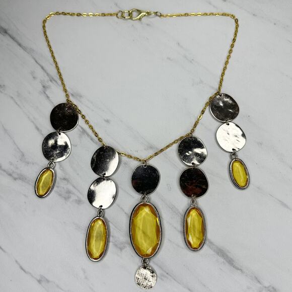 Gold Tone Rhinestone Charm Bib Necklace - Picture 12 of 12